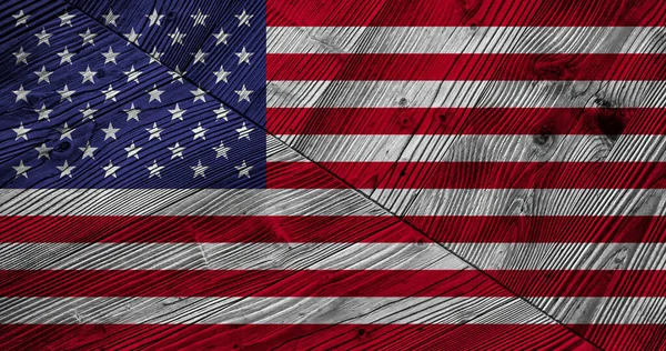 Spojené Státy Americké Prapor Dřevěném Pozadí — Stock fotografie