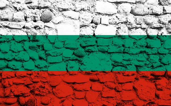 Fondo Pared Ladrillo Bandera Colorida Decorativa Bulgaria — Foto de Stock