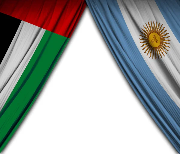 Bakgrund Med Flaggor Förenade Arabemiraten Och Argentina Med Teater Effekt — Stockfoto
