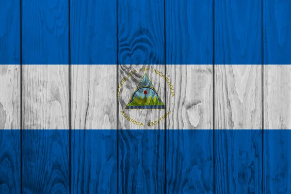 Bandera Nicaragua Sobre Tablas Madera — Foto de Stock