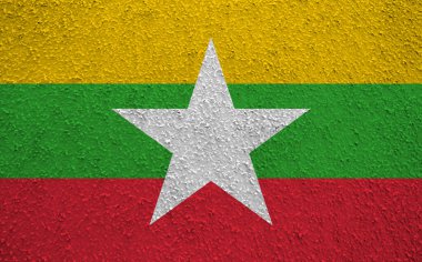 Kırışık duvarda Myanmar bayrağı