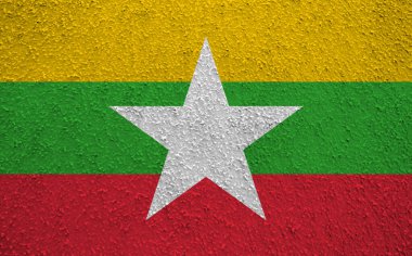 Kırışık duvarda Myanmar bayrağı