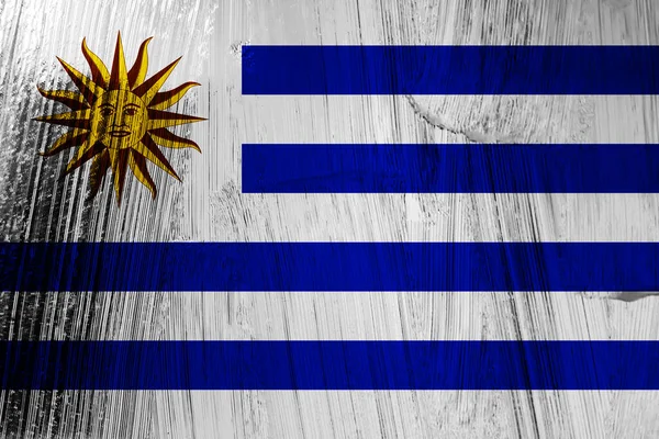 Σημαία Ουρουγουάης Γδαρμένο Μεταλλικό Αποτέλεσμα — Φωτογραφία Αρχείου