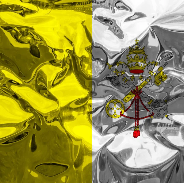 Tło Dekoracyjne Kolorowe Flagi Watykanu Metalicznymi Refleksami — Zdjęcie stockowe