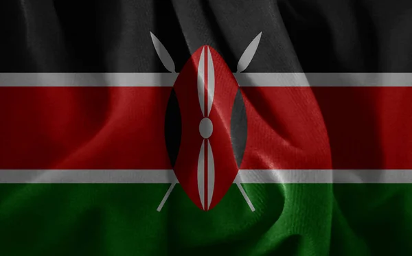 Kenya Flag Waving Fabric — Stock Photo, Image