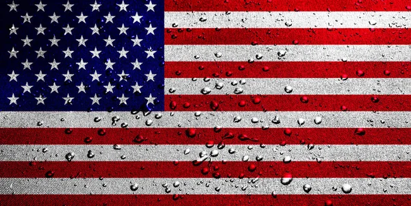 Verenigde Staten Van Amerika Vlag Met Waterdruppels — Stockfoto