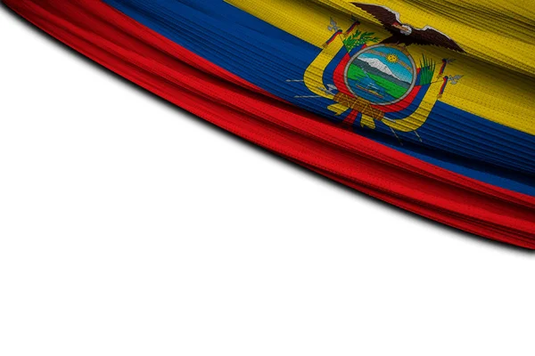 Závěs Vlajky Republica Del Ecuador Bílém Pozadí — Stock fotografie