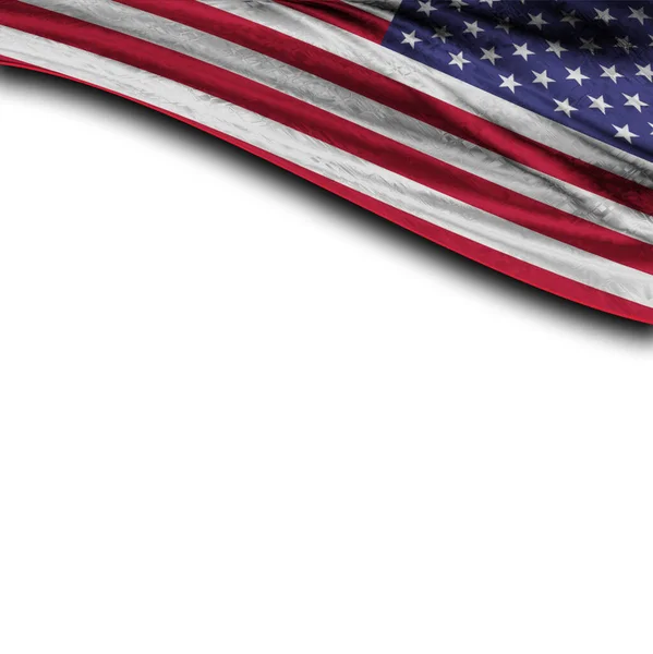 Flagge Der Vereinigten Staaten Von Amerika Auf Weißem Hintergrund — Stockfoto