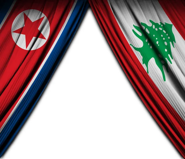 Flaggen Von Nordkorea Und Libanon Mit Theatereffekt Illustration — Stockfoto