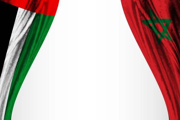 Závěs Vlajek Spojených Arabských Emirátů Maroka Bílém Pozadí — Stock fotografie