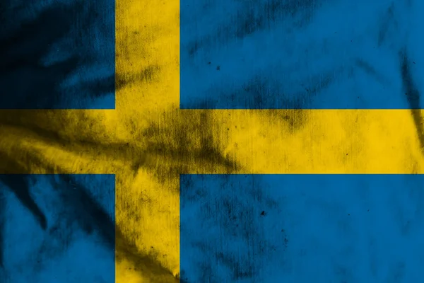 Flaga Szwecji Starej Tkaninie — Zdjęcie stockowe