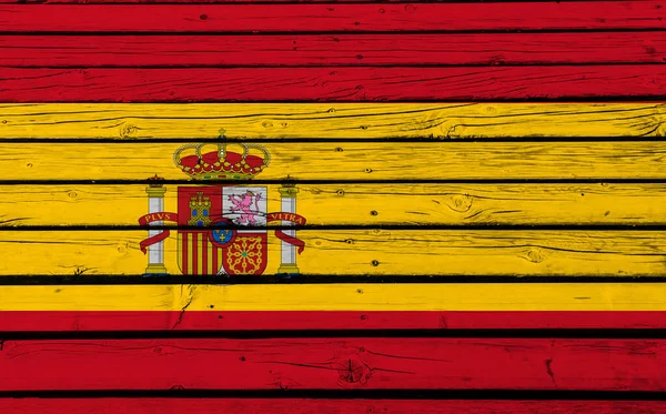 Drapeau Espagne Sur Des Planches Bois — Photo