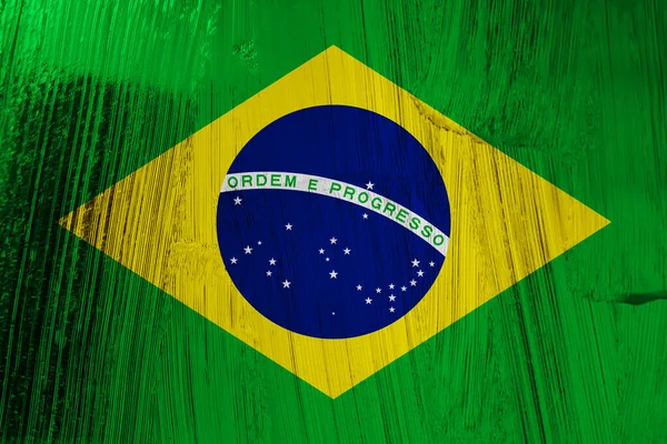 Fundo Bandeira Colorida Decorativa Brasil Com Reflexos Metálicos — Fotografia de Stock