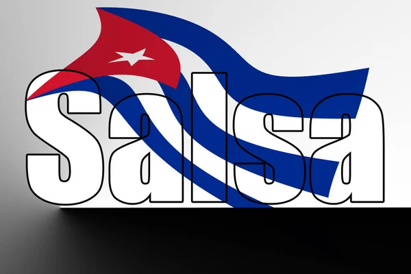 带有古巴国旗和萨尔萨文字样的明亮背景 — 图库照片