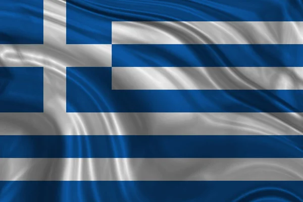 Греческий Флаг Размахивающей Ткани — стоковое фото
