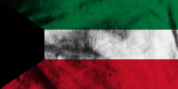 古い生地にクウェートの旗 — ストック写真