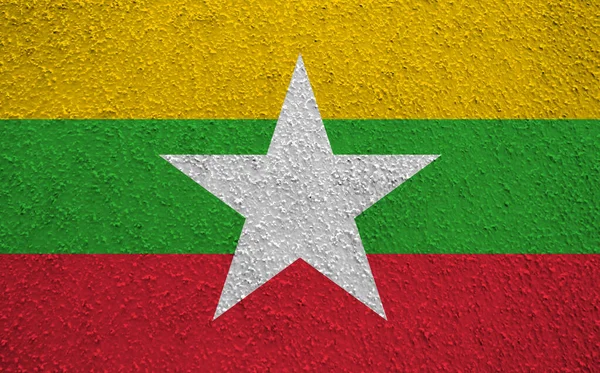 Mianmar Zászló Ráncos Falon — Stock Fotó