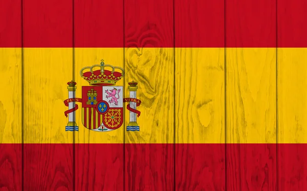 Bandera España Sobre Tablas Madera — Foto de Stock