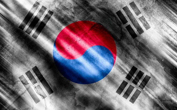 Vlag Van Zuid Korea Oude Stof — Stockfoto