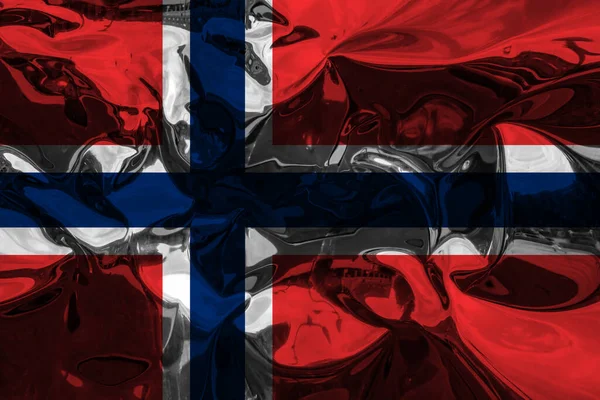 Bandera Noruega Con Efecto Reflexiones —  Fotos de Stock