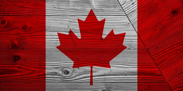 Bandera Canadá Sobre Tablas Madera — Foto de Stock