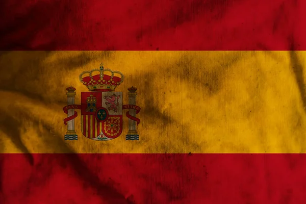 Flagge Spaniens Auf Altem Stoff — Stockfoto