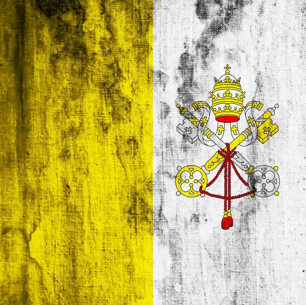 Vatikan Dekoratif Renkli Bayrağının Eski Kumaşına Sahip Arka Plan — Stok fotoğraf