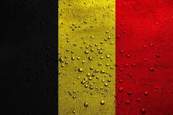 Bandeira Bélgica Com Gotas Água — Fotografia de Stock