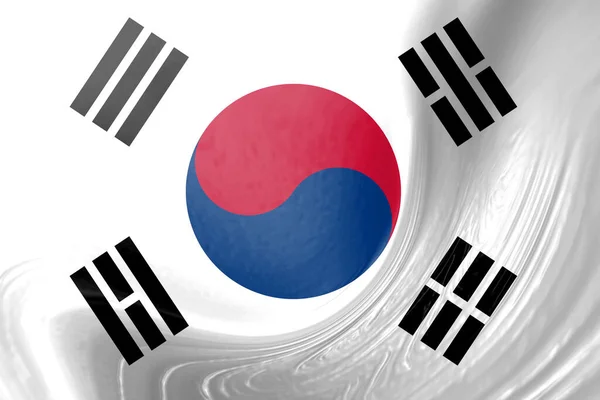 Bandeira Sul Coreana Fundo Com Ondas — Fotografia de Stock