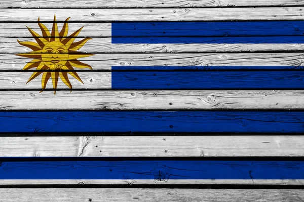 Bandera Uruguaya Sobre Tablas Madera —  Fotos de Stock