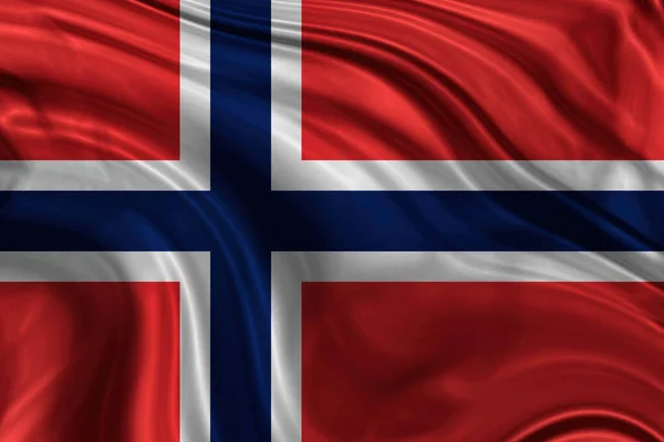 Norges Flagga Vågigt Tyg — Stockfoto