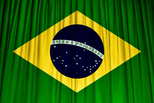 Sfondo Tessile Della Bandiera Decorativa Colorata Del Brasile — Foto Stock