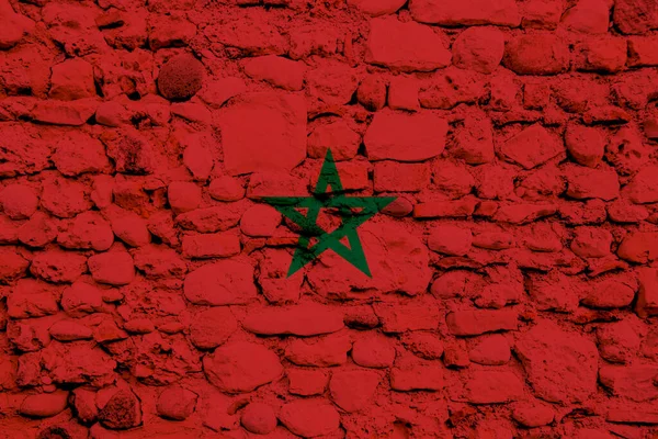 Bandera Marruecos Muro Piedra —  Fotos de Stock