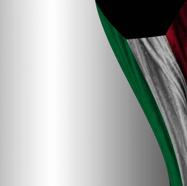 Flagge Von Kuwait Mit Grauem Hintergrund — Stockfoto