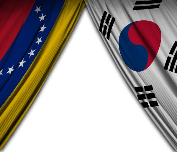 Bandiere Venezuela Corea Del Sud Con Effetto Teatro Illustrazione — Foto Stock