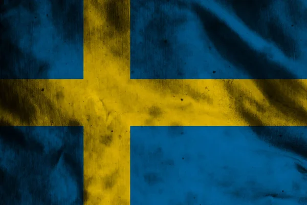 Bandera Suecia Sobre Tela Vieja —  Fotos de Stock