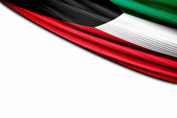 Abdecktuch Der Flagge Von Kuwait Auf Weißem Hintergrund — Stockfoto