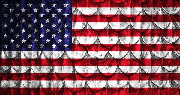 Vlajka Spojených Států Amerických Měřítky — Stock fotografie