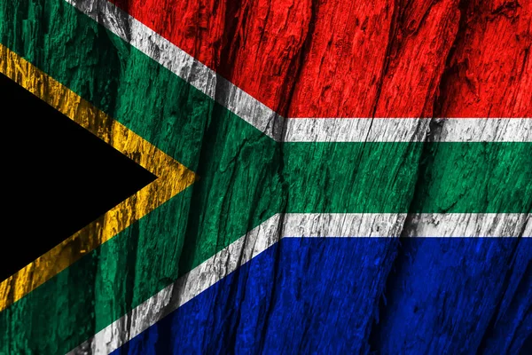 Bandera Sudáfrica Sobre Tabla Madera Vieja — Foto de Stock