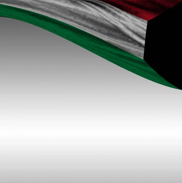 Flagge Von Kuwait Mit Grauem Hintergrund — Stockfoto