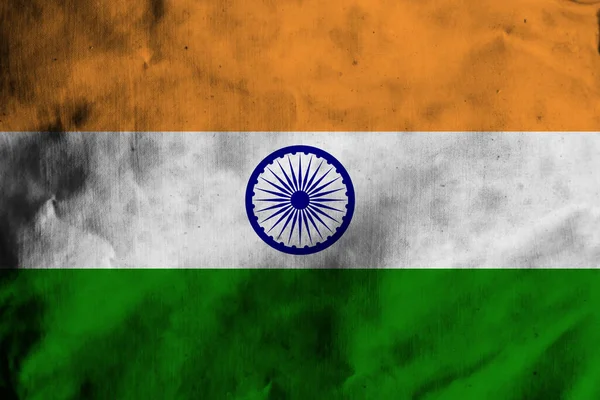 旧织物上的印度国旗 — 图库照片