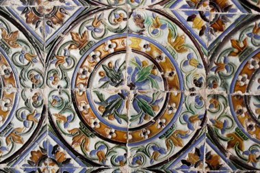Sevilla 'daki Casa de Pilatos' un seramik fayansları. 11 Ağustos 2016 Sevilla, Endülüs - İspanya