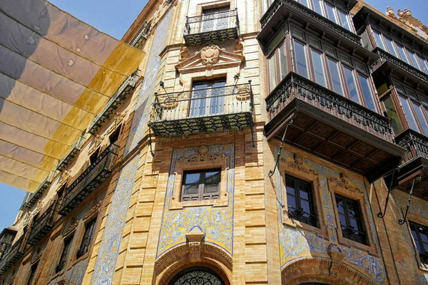 Detalhes Palácio Sevilha Agosto 2016 Sevilha Andaluzia Espanha — Fotografia de Stock