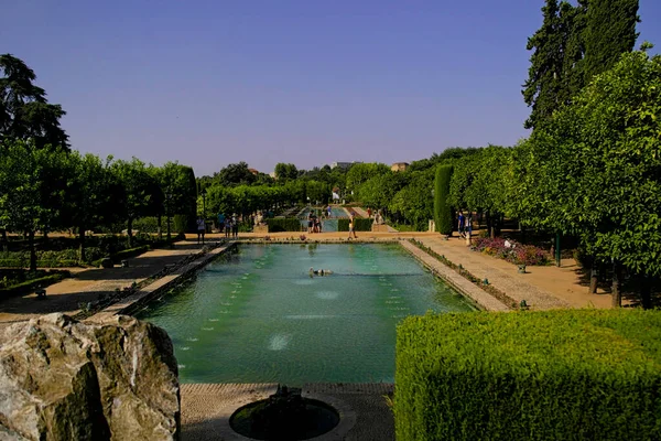 Jardins Alcazar Los Reyes Cristianos Cordoue Espagne Andalousie — Photo