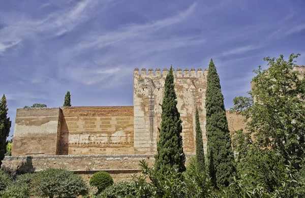 Alhambra Alcazaba Falai Tornyai Granadában Augusztus 2016 Granada Spanyolország Andalúzia — Stock Fotó