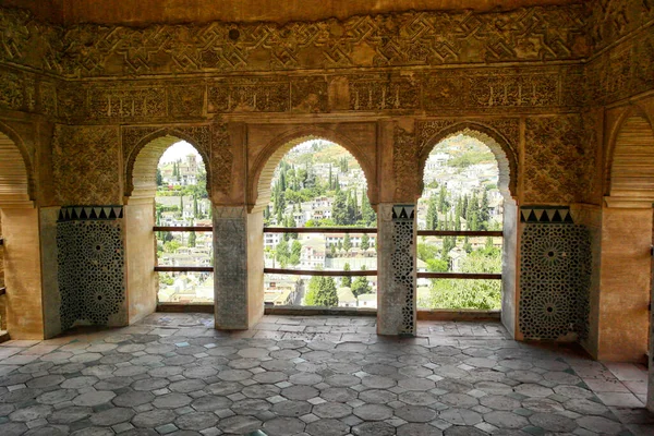 Arcos Interiores Palácio Alhambra Granada Agosto 2016 Granada Andaluzia Espanha — Fotografia de Stock