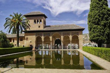 Granada 'daki Alhambra Kalesi. Ağustos 2016 Granada, Endülüs - İspanya
