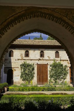 Granada Alhambra 'daki Generalife Sarayı. Ağustos 2016 Granada, Endülüs - İspanya