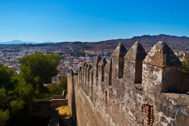 Malaga, Endülüs 'teki Gibralfaro Kalesi' nin tepesinden görüntü