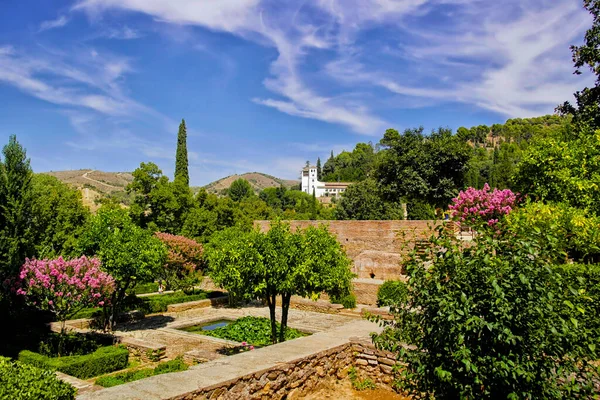 Вид Дворец Генералифе Альгамбре Гранаде Август 2016 Granada Andalusia Spain — стоковое фото